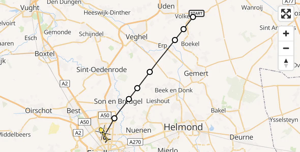 Routekaart van de vlucht: Lifeliner 3 naar Eindhoven, Oosterheidestraat