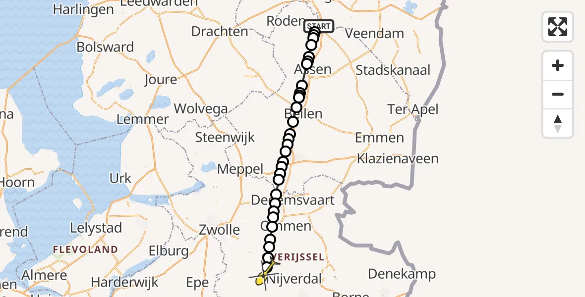 Routekaart van de vlucht: Lifeliner 4 naar Mariënheem, Veldkampweg