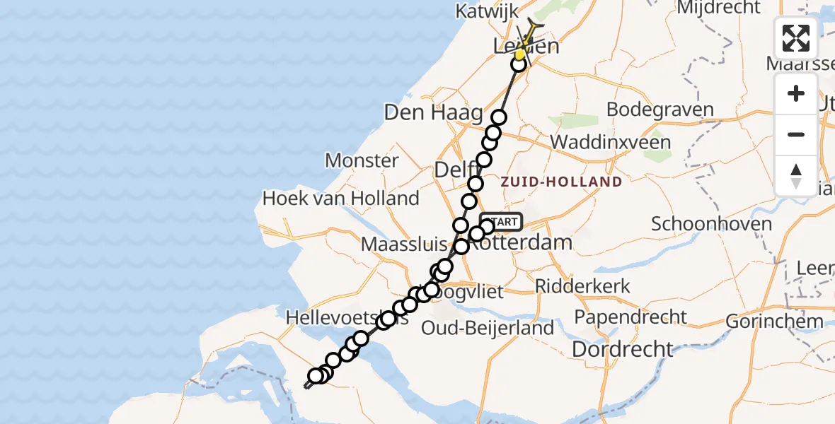 Routekaart van de vlucht: Lifeliner 2 naar Leiden, Legakkerpad