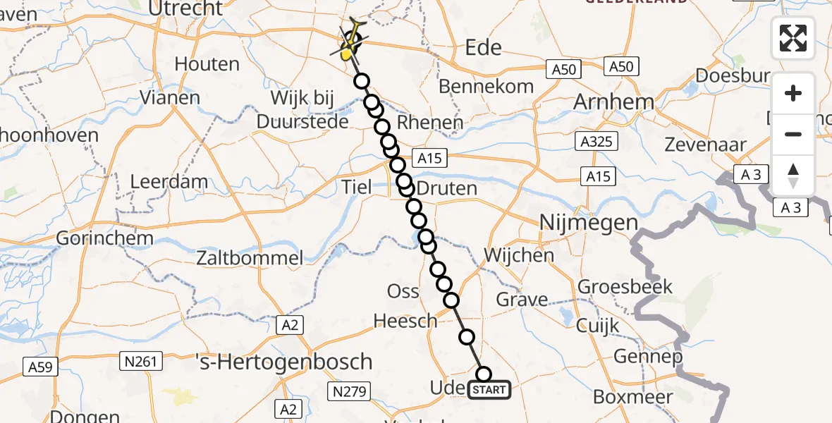 Routekaart van de vlucht: Lifeliner 3 naar Maarsbergen, Boekelsedijk