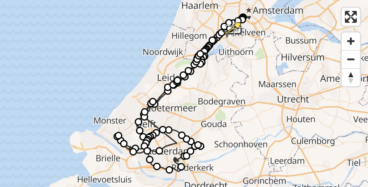 Vluchtroute Politiehelikopter van Schiphol naar Schiphol