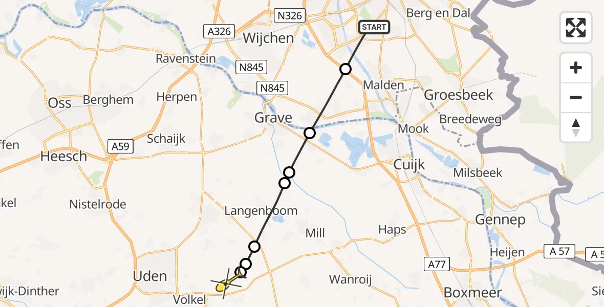 Routekaart van de vlucht: Lifeliner 3 naar Vliegbasis Volkel, Keplerstraat