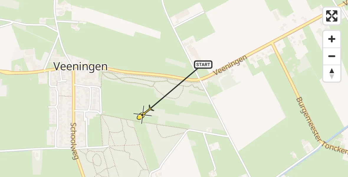 Routekaart van de vlucht: Traumahelikopter naar Veeningen, Veeningen