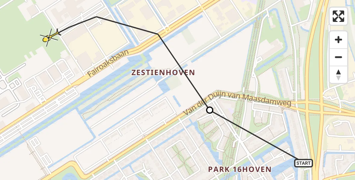 Routekaart van de vlucht: Lifeliner 2 naar Rotterdam The Hague Airport, Overschiese Kleiweg