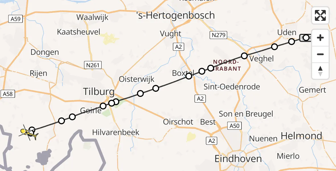 Routekaart van de vlucht: Lifeliner 3 naar Alphen, Nieuwstraat