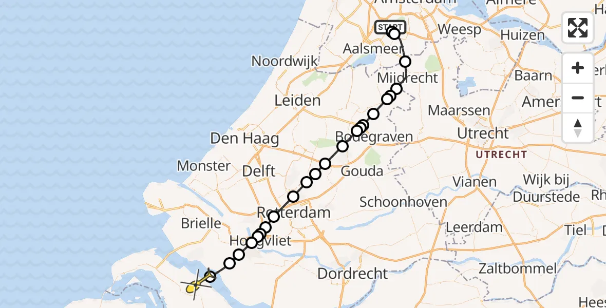 Routekaart van de vlucht: Politieheli naar Sommelsdijk, Halim P.K. straat