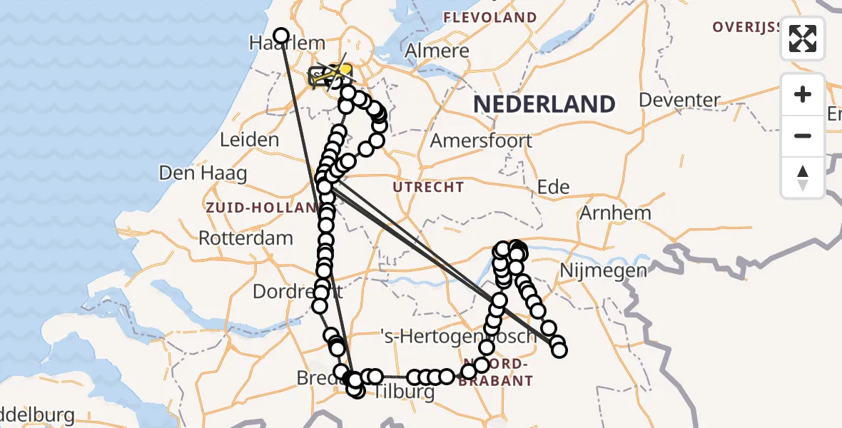 Routekaart van de vlucht: Politieheli naar Schiphol, Fokkerweg