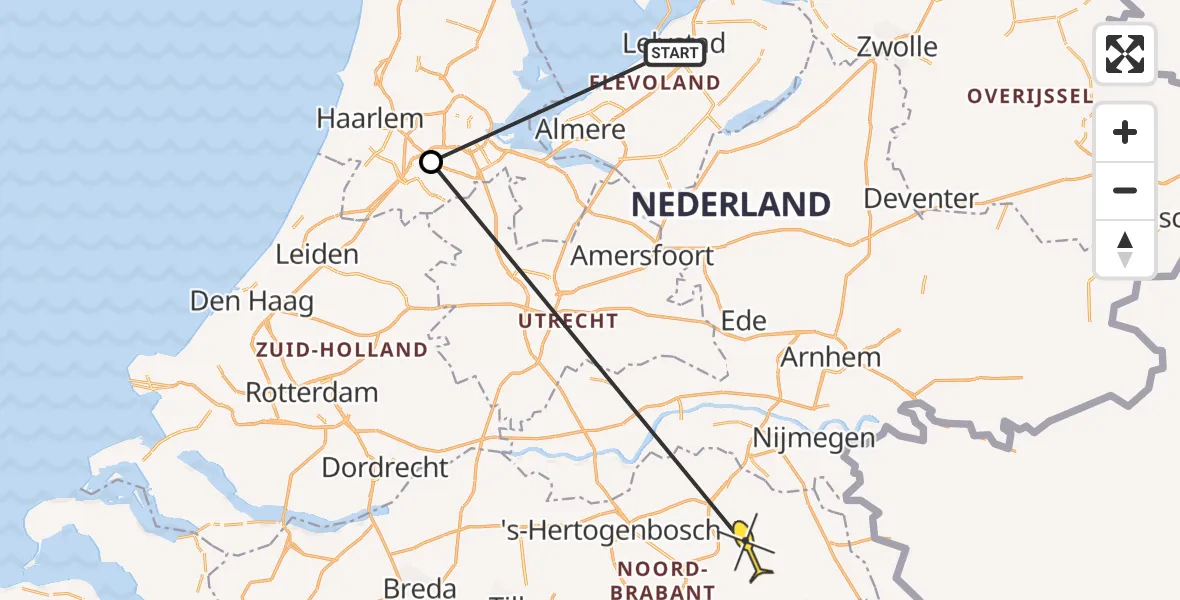 Routekaart van de vlucht: Traumaheli naar Vliegbasis Volkel, Loevesteinse Randweg