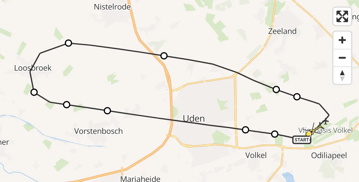 Routekaart van de vlucht: Lifeliner 3 naar Vliegbasis Volkel, Venstraat