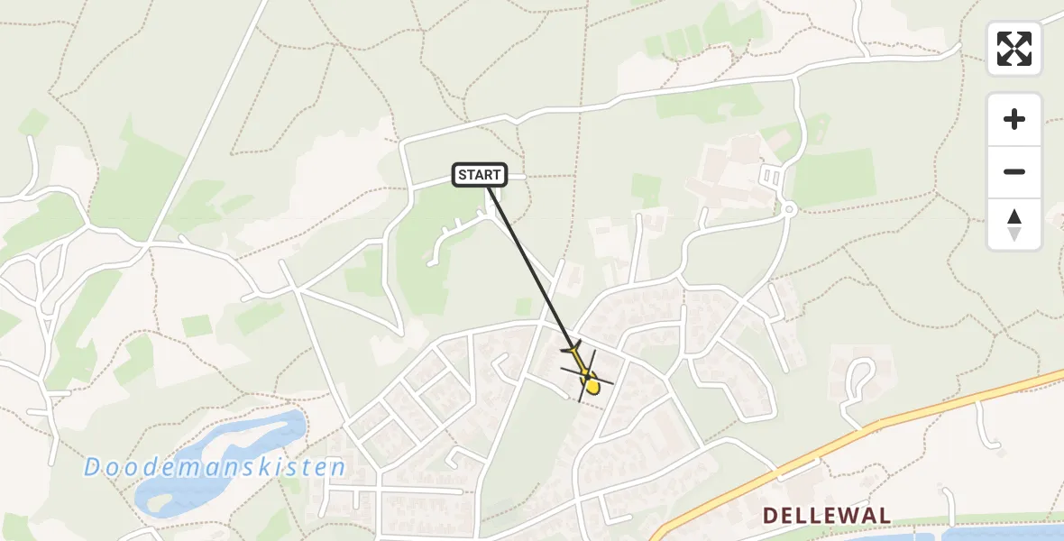 Routekaart van de vlucht: Ambulancehelikopter naar West-Terschelling, West Aletalaan