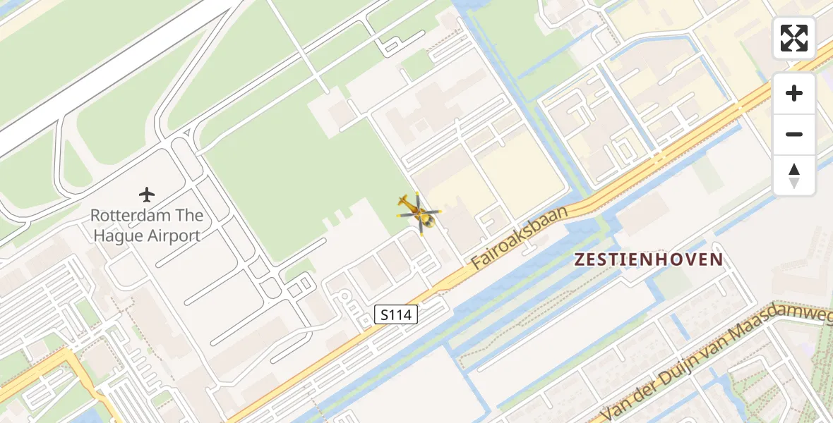 Vluchtroute Traumahelikopter Rotterdam The Hague Airport - Rotterdam The Hague Airport, 08 april 2024, 05:34