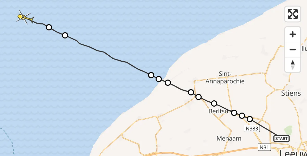 Routekaart van de vlucht: Ambulanceheli naar Formerum, De Kline