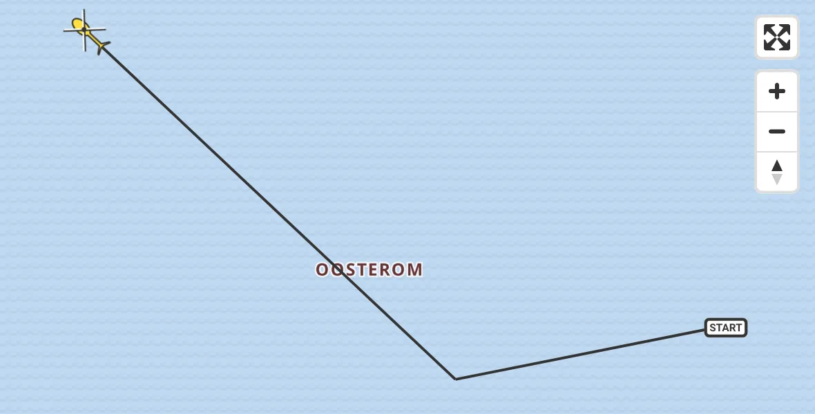 Routekaart van de vlucht: Ambulanceheli naar West-Terschelling, Oosterom
