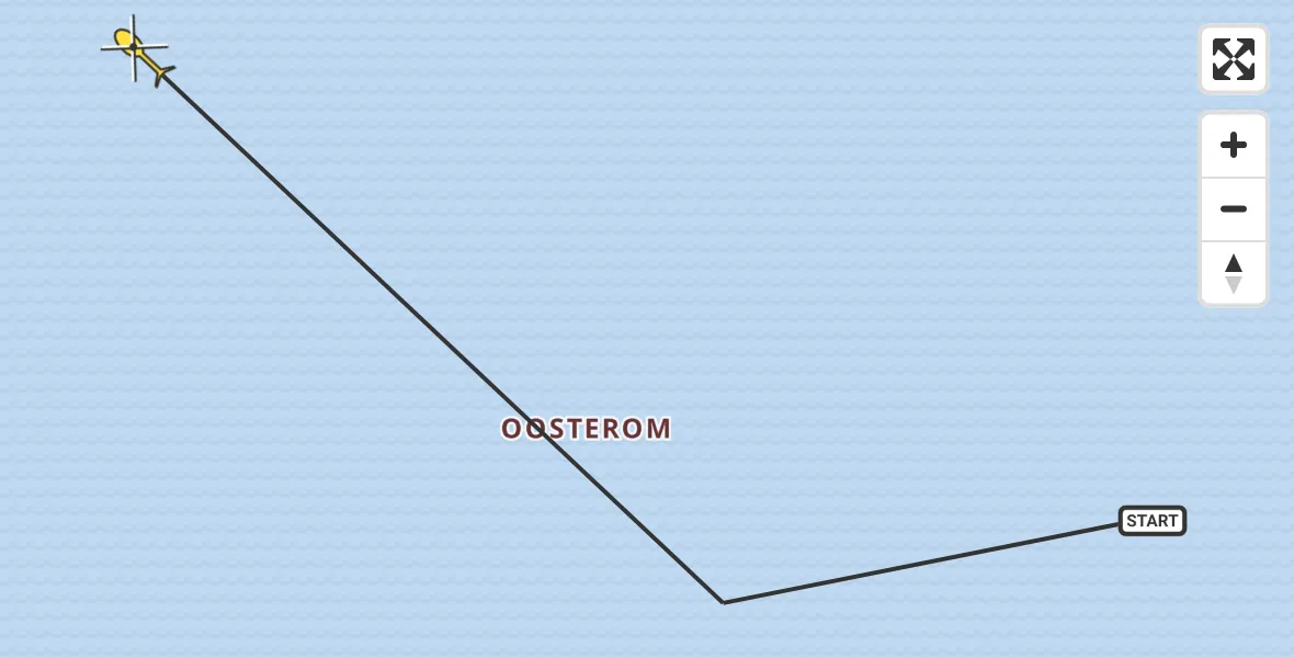Routekaart van de vlucht: Ambulancehelikopter naar West-Terschelling, Oosterom