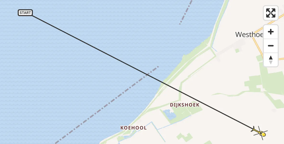 Routekaart van de vlucht: Ambulancehelikopter naar Minnertsga, Hearewei