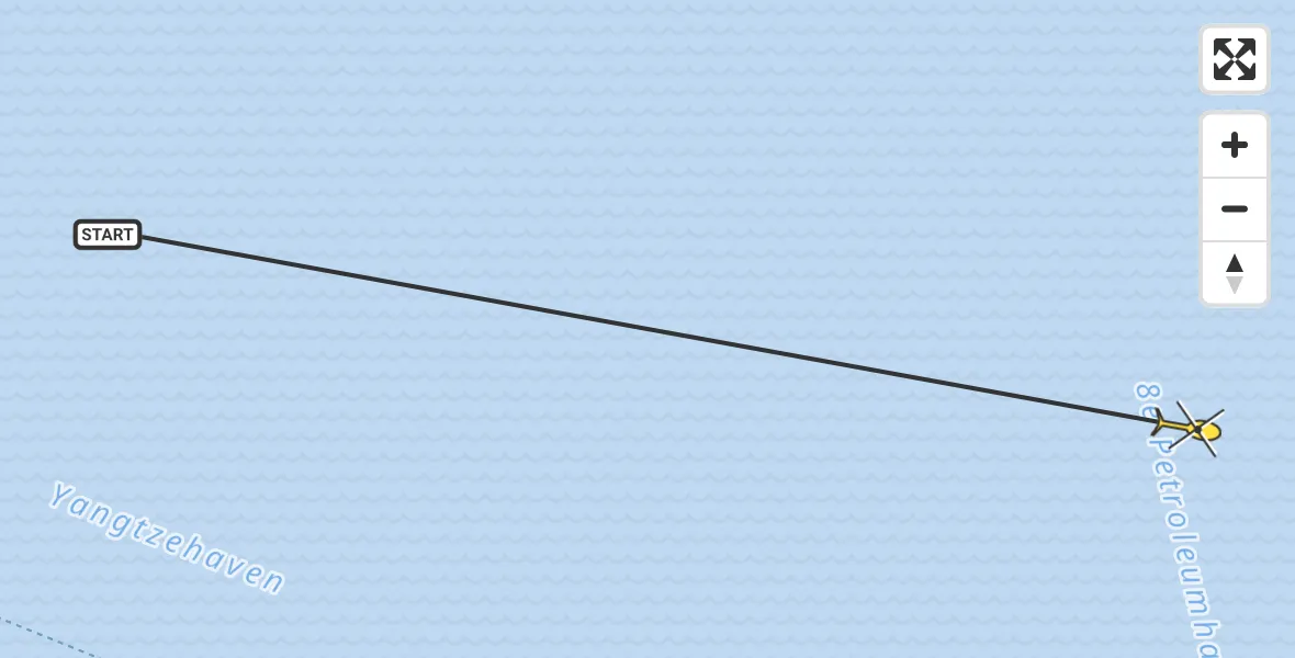 Routekaart van de vlucht: Politiehelikopter naar Maasvlakte Heliport, 8e Petroleumhaven