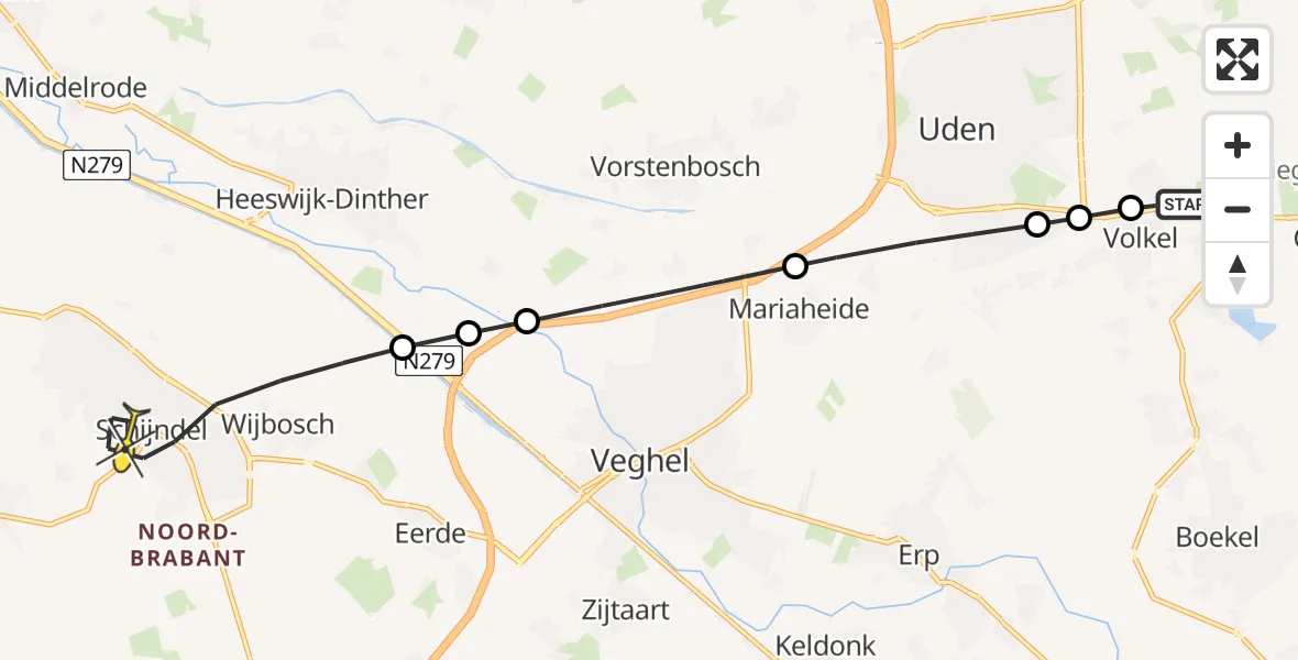 Routekaart van de vlucht: Lifeliner 3 naar Schijndel, Beekvloed