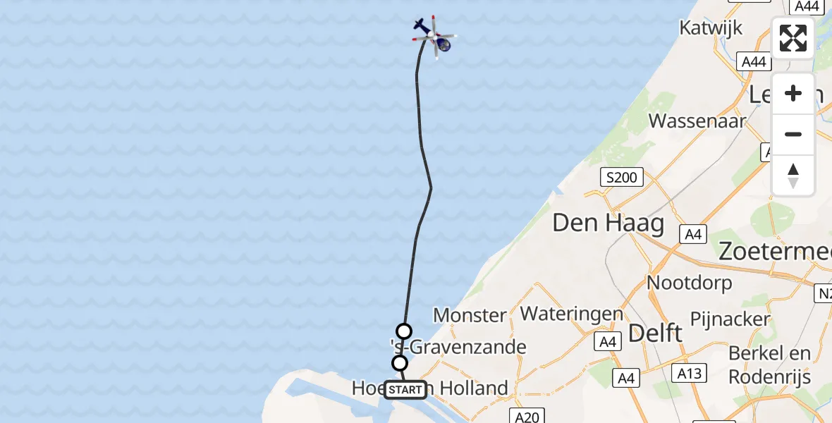 Vluchtroute Politiehelikopter Europoort - , 08 april 2024, 10:48