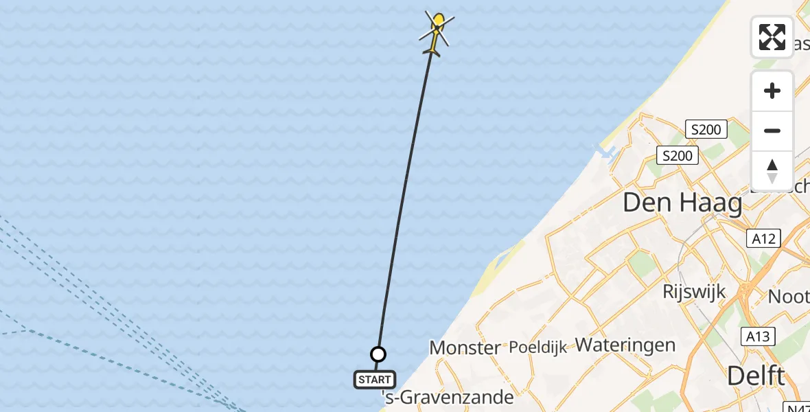 Routekaart van de vlucht: Politiehelikopter naar 