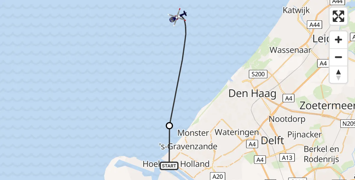 Vluchtroute Politiehelikopter Europoort - , 08 april 2024, 11:47