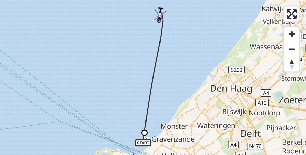 Vluchtroute Politiehelikopter Hoek van Holland - , 08 april 2024, 12:06