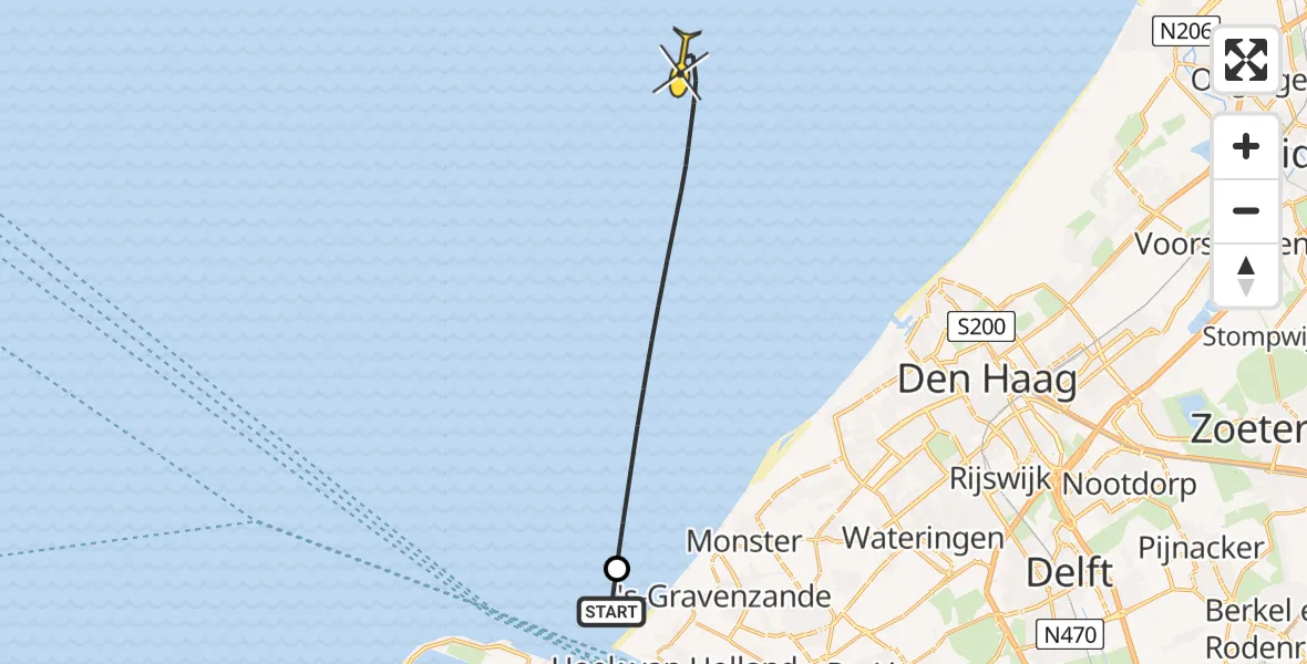 Routekaart van de vlucht: Politiehelikopter naar 