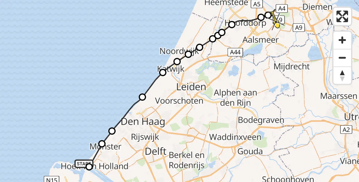 Routekaart van de vlucht: Politieheli naar Schiphol, Noorderhoofd