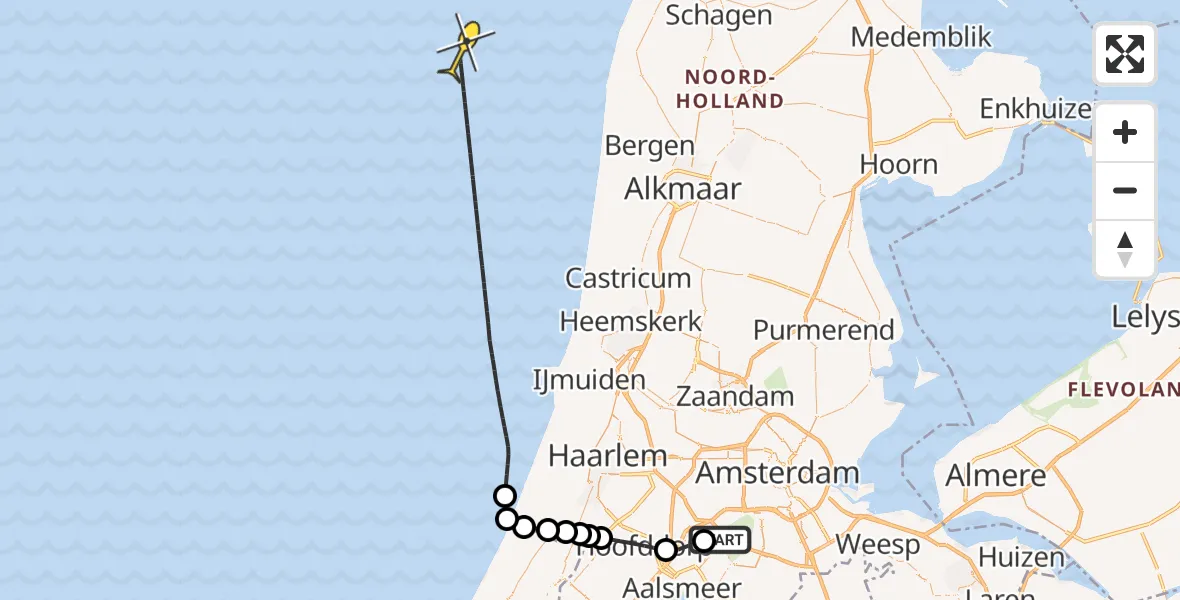 Routekaart van de vlucht: Politieheli naar Ceintuurbaan