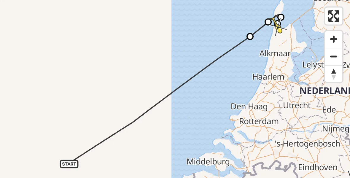 Routekaart van de vlucht: Kustwachthelikopter naar Vliegveld De Kooy, Luchthavenweg