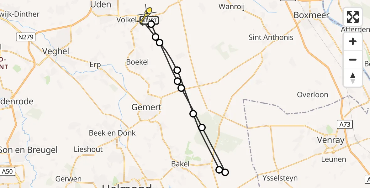 Routekaart van de vlucht: Lifeliner 3 naar Vliegbasis Volkel, Torenvalkweg