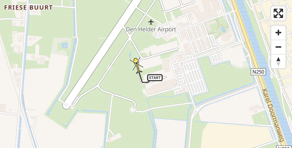 Routekaart van de vlucht:  naar Vliegveld De Kooy, Luchthavenweg