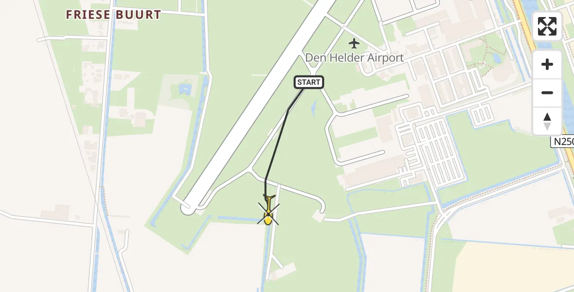 Vluchtroute  van Vliegveld De Kooy naar Vliegveld De Kooy