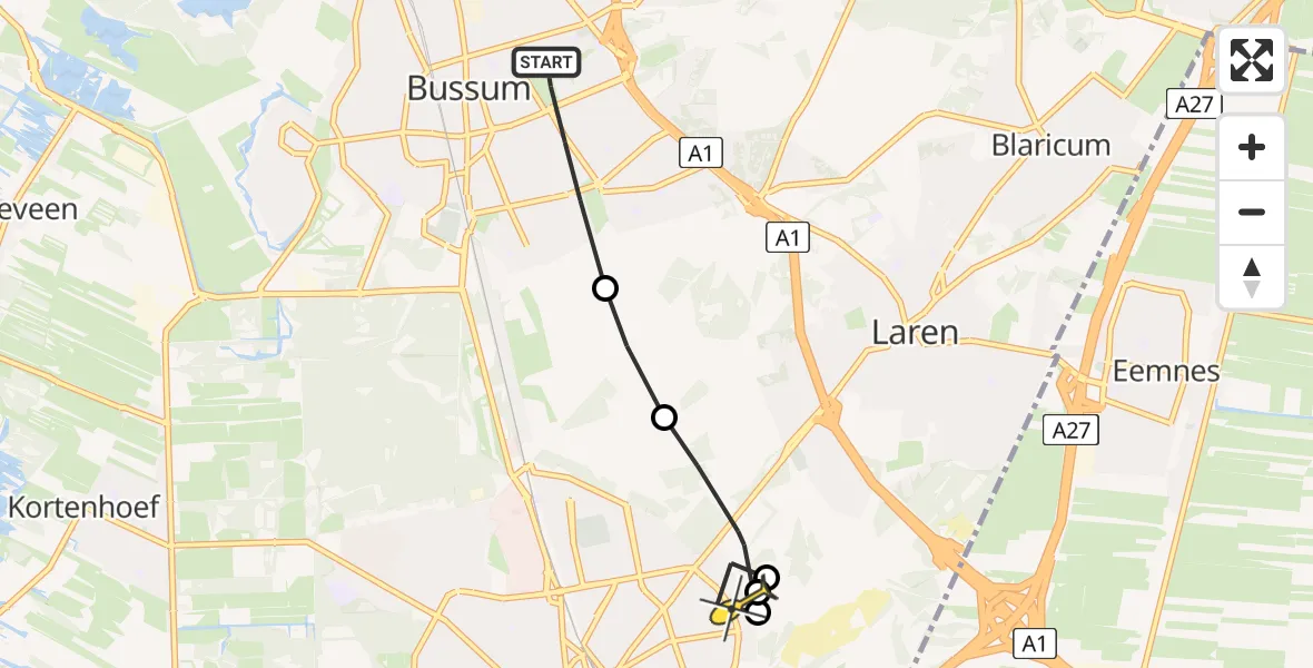 Routekaart van de vlucht: Lifeliner 1 naar Hilversum, Van Speijklaan