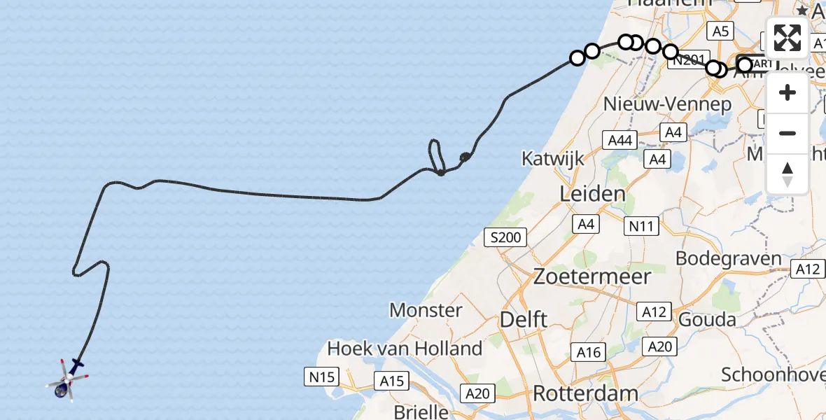 Vluchtroute Politiehelikopter Schiphol - , 08 april 2024, 17:57