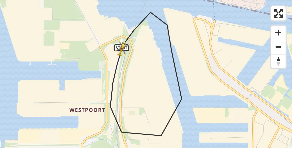 Vluchtroute Traumahelikopter van Amsterdam Heliport naar Amsterdam Heliport