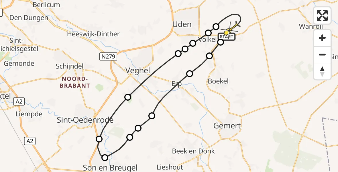 Routekaart van de vlucht: Lifeliner 3 naar Vliegbasis Volkel, Luttelweg