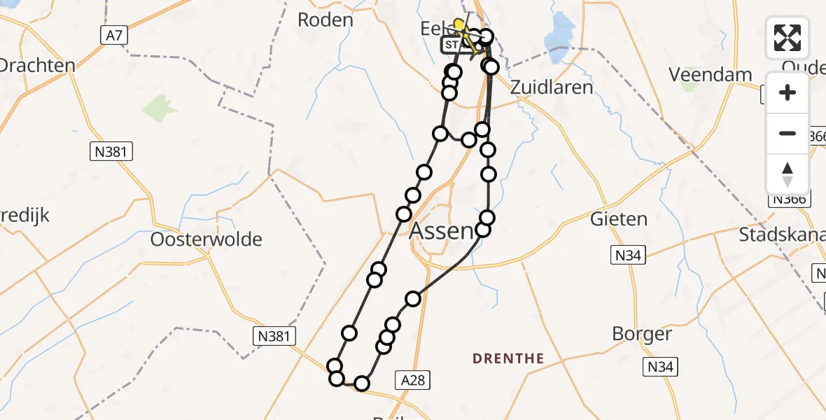 Routekaart van de vlucht: Lifeliner 4 naar Groningen Airport Eelde, Moespot