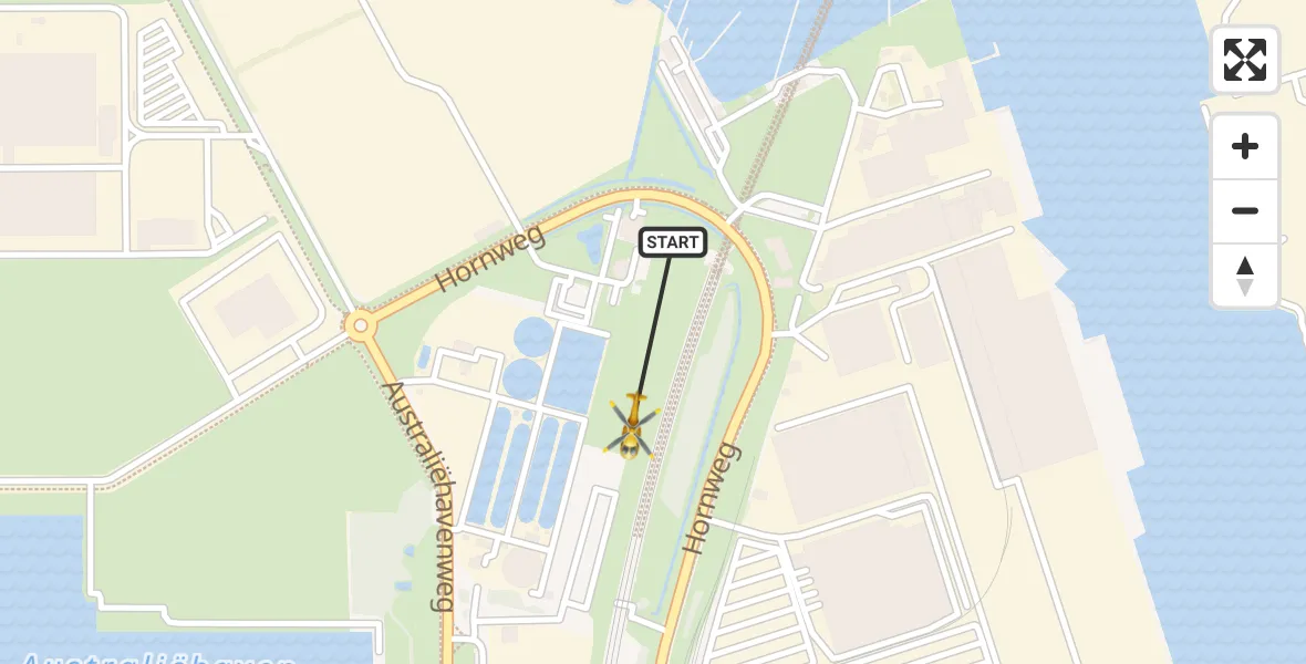 Vluchtroute Traumahelikopter van Amsterdam Heliport naar Amsterdam Heliport