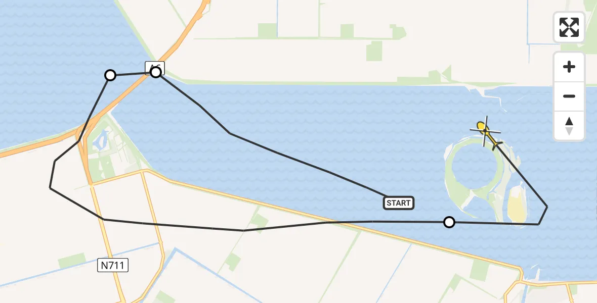 Routekaart van de vlucht: Politiehelikopter naar Dronten, Ketelmeer