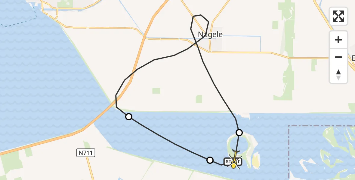 Routekaart van de vlucht: Politieheli naar Dronten, Hanzerak