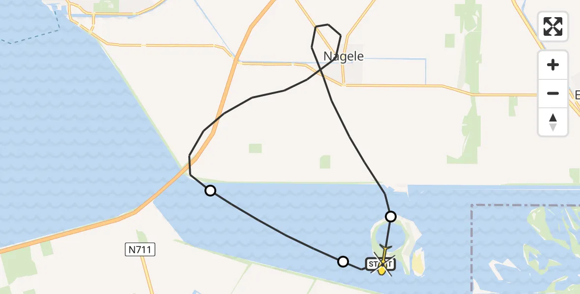 Routekaart van de vlucht: Politiehelikopter naar Dronten, Hanzerak