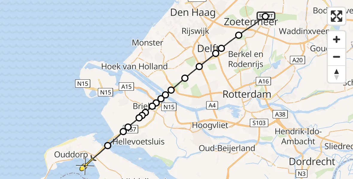 Routekaart van de vlucht: Lifeliner 2 naar Goedereede, Spruitkoolakker