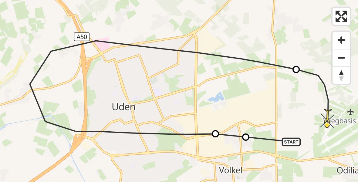 Routekaart van de vlucht: Lifeliner 3 naar Vliegbasis Volkel, Venstraat