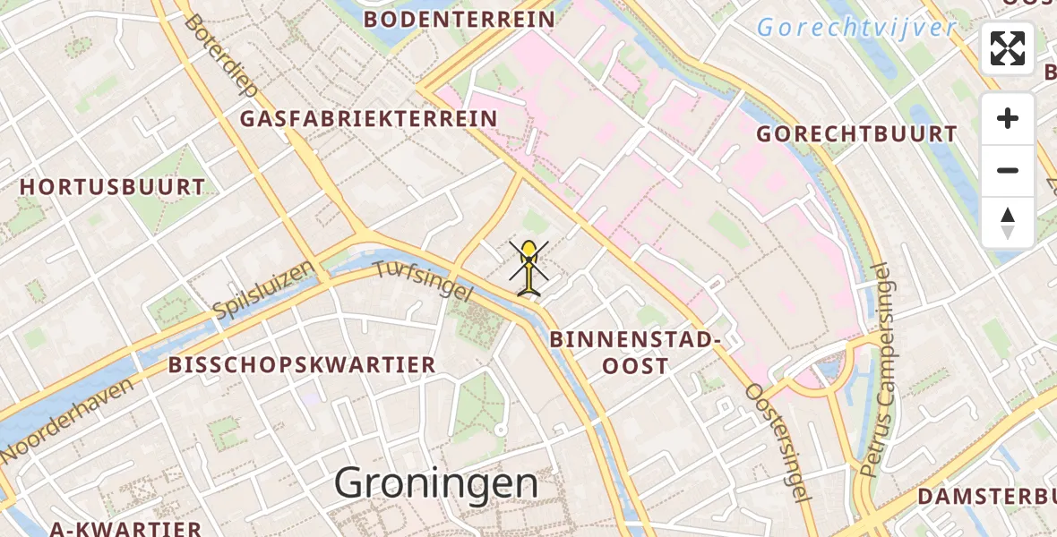 Vluchtroute Ambulancehelikopter van Universitair Medisch Centrum Groningen naar Universitair Medisch Centrum Groningen