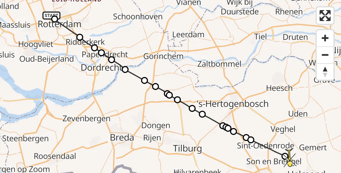 Routekaart van de vlucht: Lifeliner 2 naar Mariahout, Terletweg