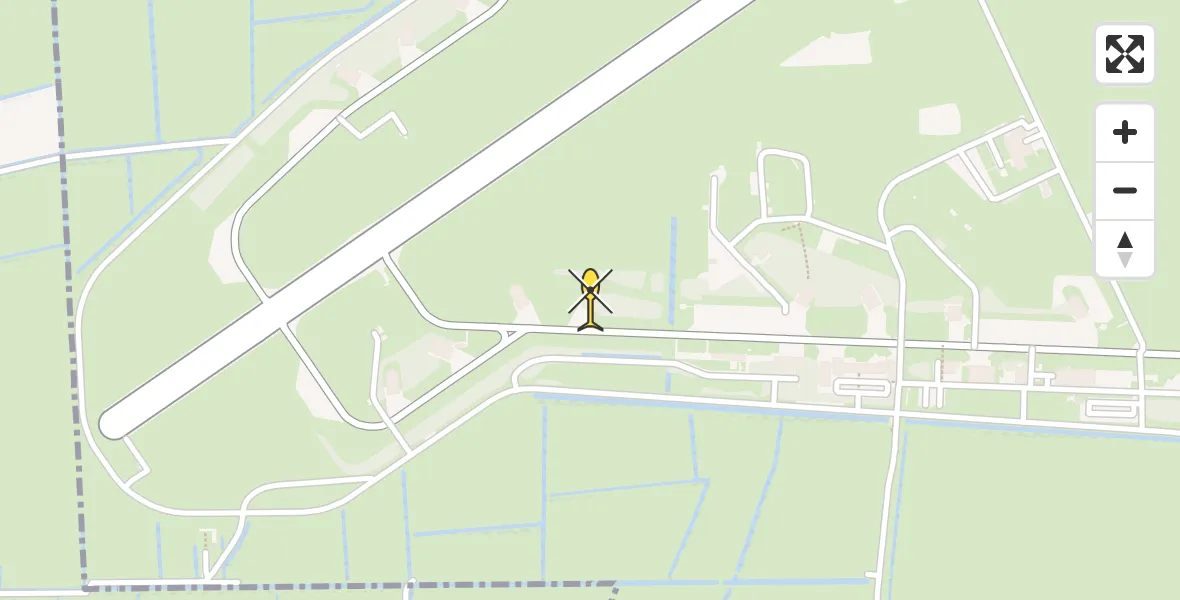 Vluchtroute Ambulancehelikopter van Vliegbasis Leeuwarden naar Vliegbasis Leeuwarden