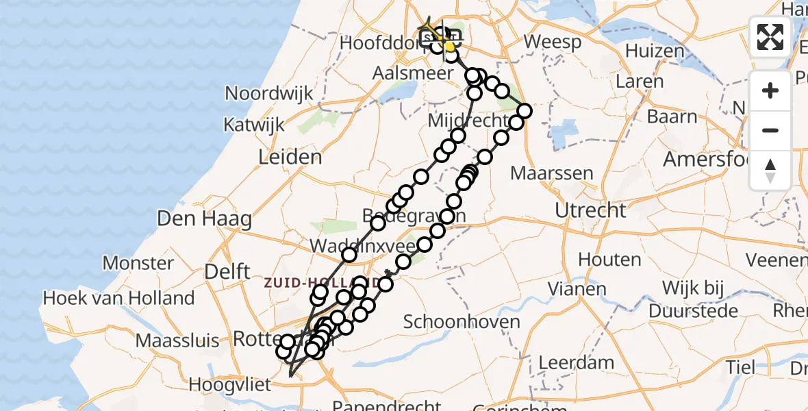 Routekaart van de vlucht: Politieheli naar Schiphol, Westerkimweg