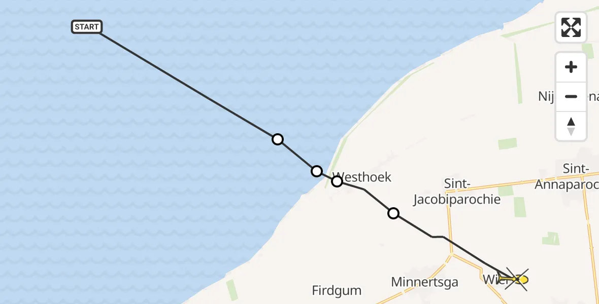 Routekaart van de vlucht: Ambulanceheli naar Wier, Hegedyk