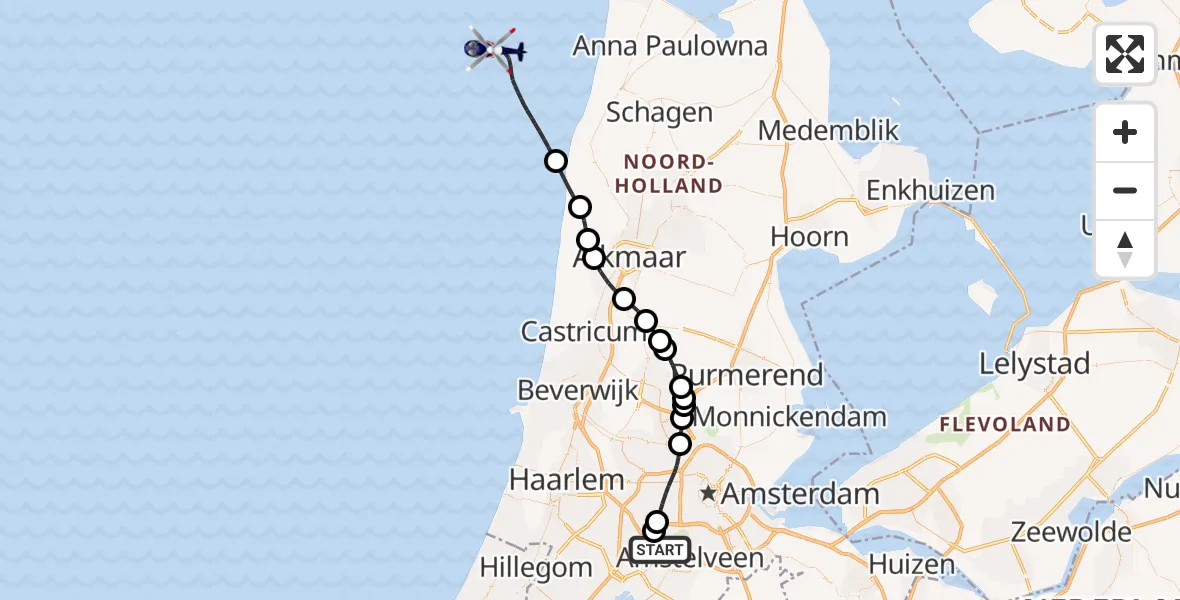 Vluchtroute Politiehelikopter Schiphol - , 09 april 2024, 16:43
