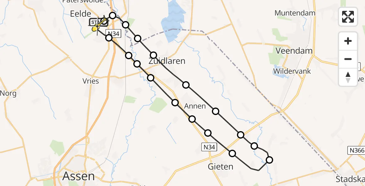Routekaart van de vlucht: Lifeliner 4 naar Groningen Airport Eelde, Uiver